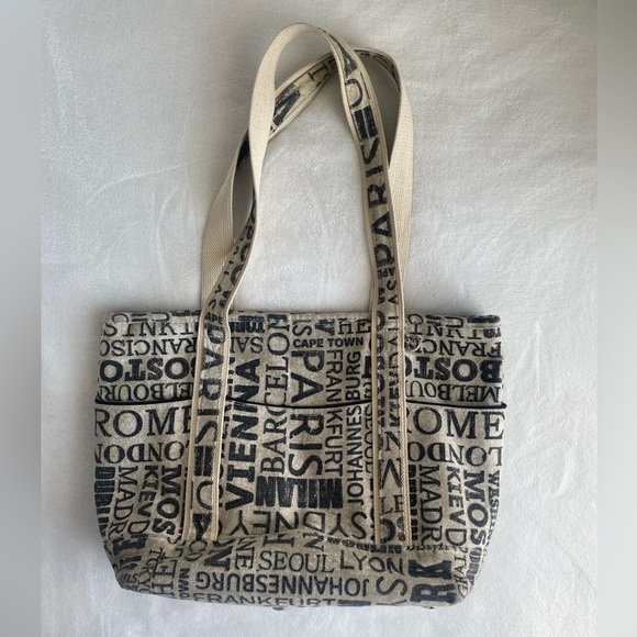 Berkshire Handbags - Berkshire Bags Large Tote Bag Famous Cities Graphic Travel Polka Dot Lining
